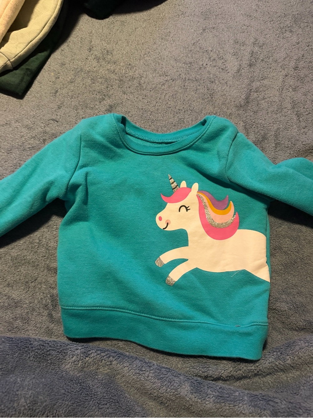 okie dokie Teal Unicorn Pullover Sweatshirt